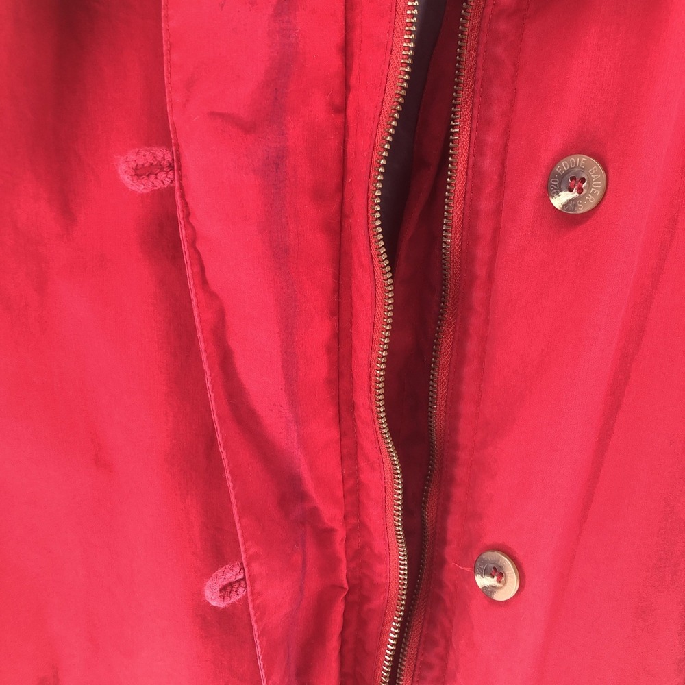 Eddie Bauer Vintage Women's Medium Wind/ Rain Jacket Canvas Coat Zip Button Hood - Picture 7 of 16